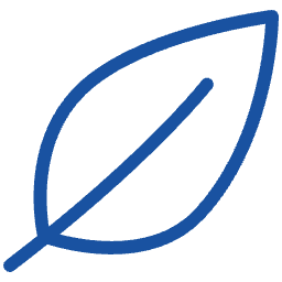 Blue outline of a leaf icon, symbolizing natural cleansing and wellness.